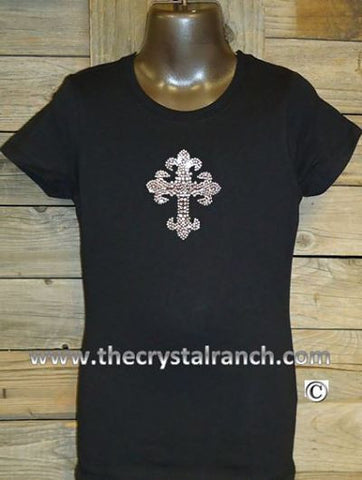 GTJ018 Saints Cross Rhinestone Tee
