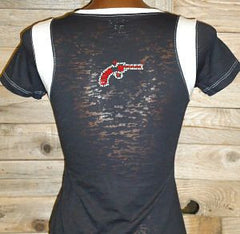 #1016T Guns Up Rhinestone Tee