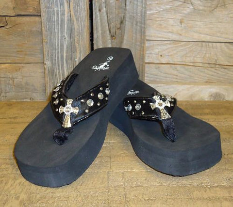#20008S Corkys "Lacross" Black Flip Flops