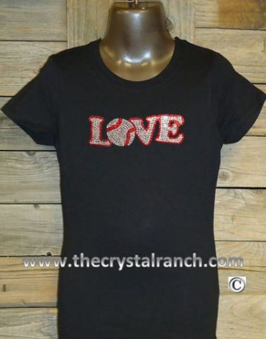 GTS240 Baseball Love Rhinestone Tee