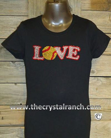 GTS241 Softball Love Rhinestone Tee