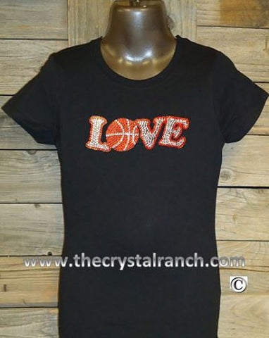 GTS243 Basketball Love Rhinestone Tee