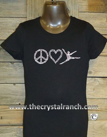 GTS293 Peace Love Dance Rhinestone Tee