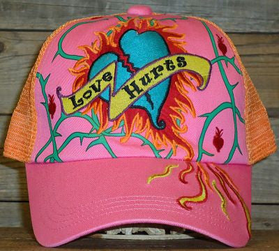 #9071C Love Hurts Embroidered cap