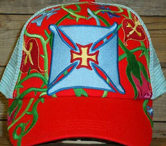 #9072C Biker Cross Embroidered cap