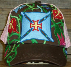 #9072C Biker Cross Embroidered cap