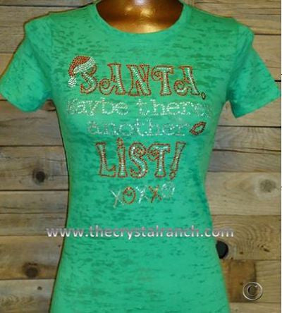 TH089BO Santa, maybe there's another List! Burnout Rhinestone Tee