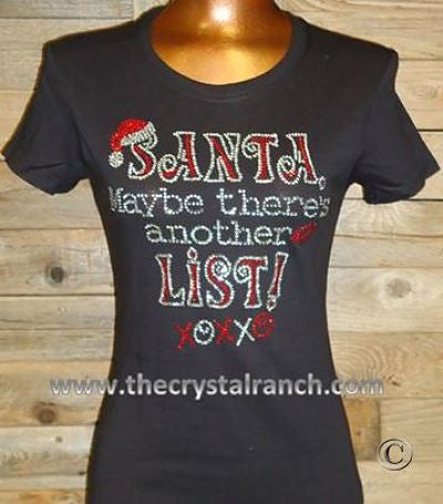 TH089 Santa, Maybe there's another List! Rhinestone Tee