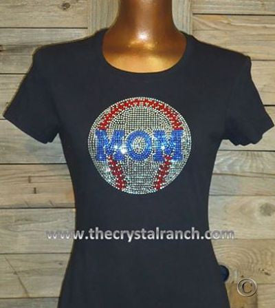 TS263 Baseball Mom Rhinestone Tee