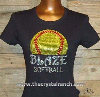 TP006 YOUR SOFTBALL TEAM Custom Rhinestone Tee