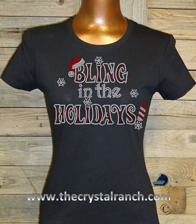 TH096 Bling in the Holidays! Rhinestone Tee