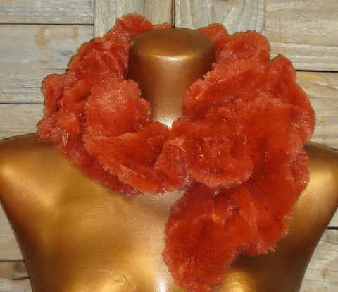 #30013A Burnt Orange Faux Fur Scarf