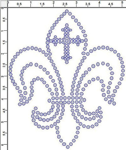 CRJ009c Fleur de lis outline with Cross Rhinestone Transfer