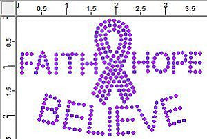 CRK130s Faith Hope Believe - Petite (6) Rhinestone Transfers