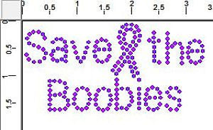CRK150 Save the Boobies - Petite (6) Rhinestone Transfers