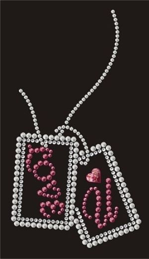 CRYYH1587 Dog Tag Love U Rhinestone Transfer