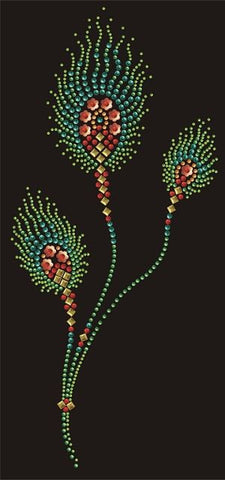 CRYYH1814 Peacock Feathers Rhinestone Transfer
