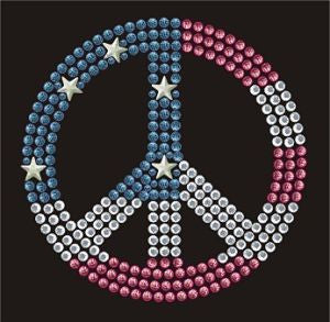 CRYYH1757 Flag Peace Rhinestone Transfer