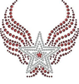 CRYYH1106 Star with Wings Rhinestone Transfer