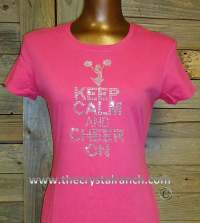 TP026B Keep Calm and Your Favorite Sport Rhinestone Tee