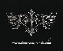 DJ008 Cross with Wings Rhinestone Decal