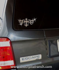 DJ008 Cross with Wings Rhinestone Decal