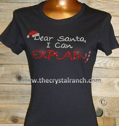 TH009 Dear Santa, I can Explain! Rhinestone Tee
