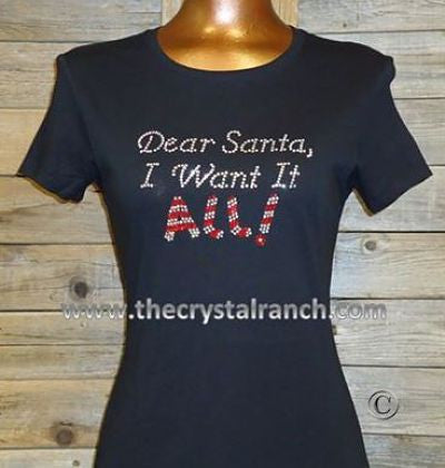 TH005 Dear Santa, I want it All! Rhinestone Tee