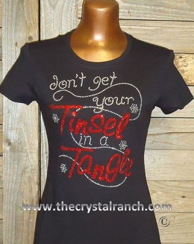 TH146 Dont Get Your Tinsel in a Tangle Rhinestone Tee