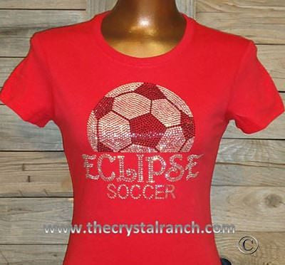 TP007 YOUR SOCCER TEAM Custom Rhinestone Tee