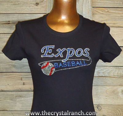 TP002A YOUR TEAM with banner and ball Custom Rhinestone Tee