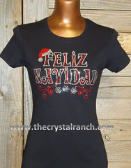 TH068 Feliz Navidad Rhinestone Tee