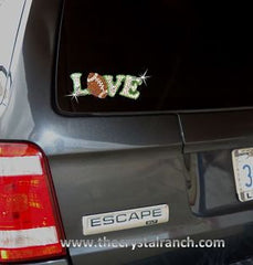 D010 Football Love Rhinestone Decal