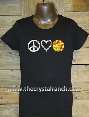 GTS295 Peace Love Sport Rhinestone Tee