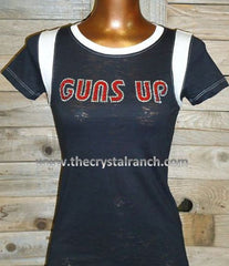 #1016T Guns Up Rhinestone Tee
