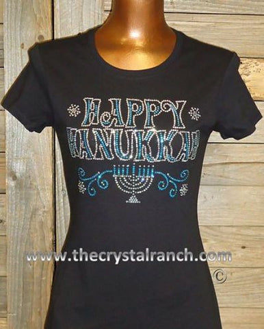 TH149 Happy Hanukkah Rhinestone Tee