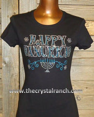 TH149 Happy Hanukkah Rhinestone Tee