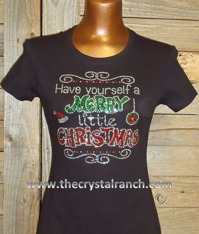 TH144 Have Yourself a Merry Little Christmas Rhinestone Tee