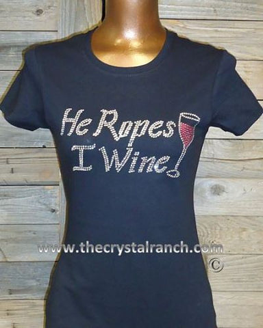 TR114 He Ropes I Wine Rhinestone Tee