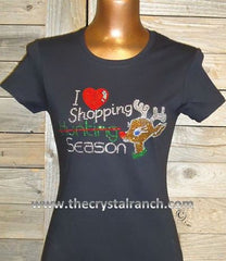 TH151 I Love Shopping Season Rhinestone Tee