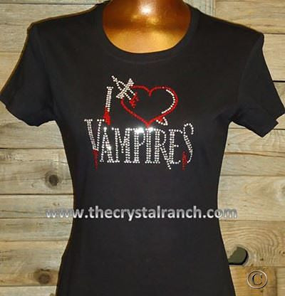 TH100 I Love Vampires Rhinestone Tee