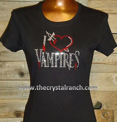 TH100 I Love Vampires Rhinestone Tee