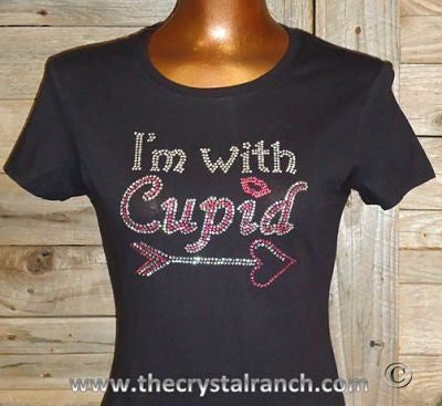 TH137 I'm With Cupid Rhinestone Tee