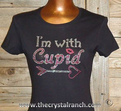 TH137 I'm With Cupid Rhinestone Tee