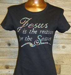 TH077 Jesus is the reason for the Season! Rhinestone Tee