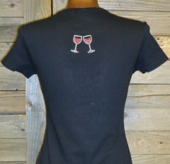 TB060 Keep Calm and Drink Wine Rhinestone Tee