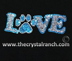 D014 Love with Paw Print Rhinestone Decal
