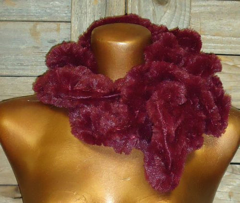 #30014A Maroon Faux Fur Scarf