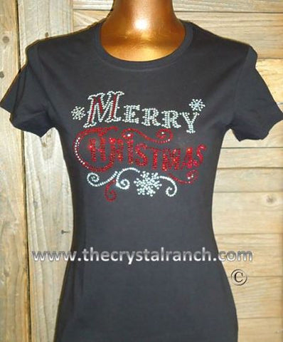 TH158 Merry Christmas Rhinestone Tee