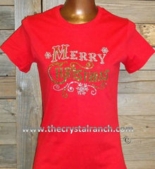 TH158 Merry Christmas Rhinestone Tee